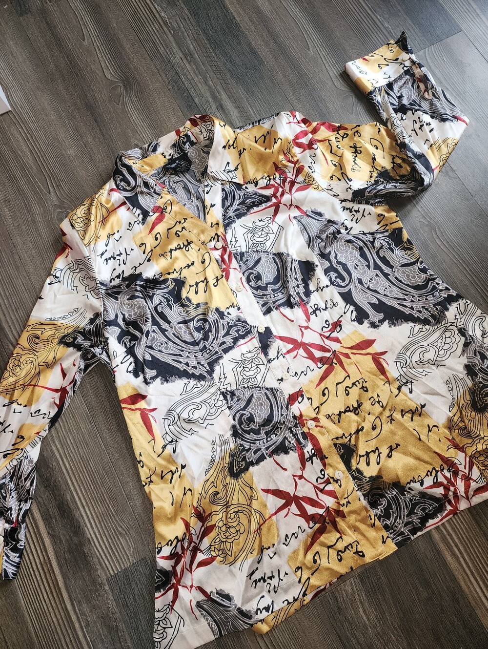 Maggie Barnes Tunic Blouse 1X Sz 18/20 Long Sleeve Buttin Front Business Casual